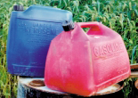 One type of approved and properly marked portable fuel cans.